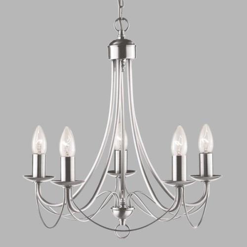 Searchlight Ljuskrona Maypole satin silver, 5 lampor