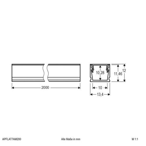 EVN APFLAT7 profil 200 cm, U-profil, aluminium