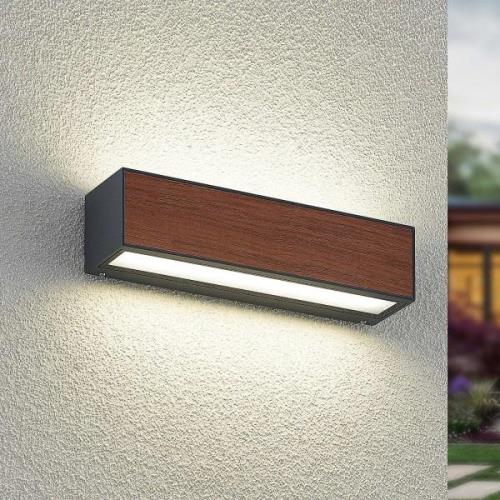 Arcchio LED utomhusvägglampa Lengo, CCT, 25 cm, 2 lampor, trä