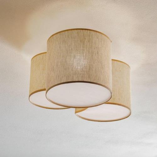 TK Lighting Mona Nature taklampa, 3-ljus, naturligt linne