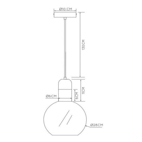 Lucide Julius hängande lampa, enkel belysning, rökgrå, Ø 28 cm