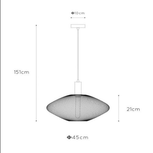 Lucide Mesh pendellampa, trapetsformad, Ø 45 cm, svart