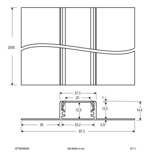 EVN aluminium torrprofil 200 cm med opalt lock