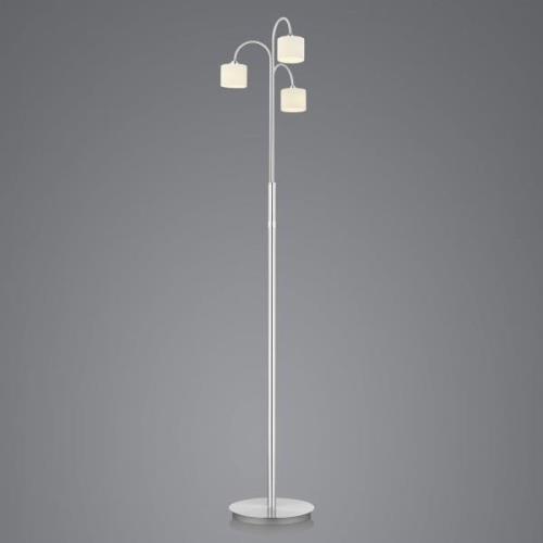 HELL Mila LED-golvlampa, nickel/opalglas, tre lampor