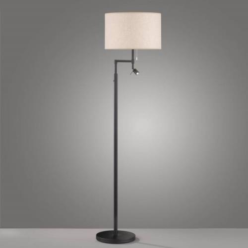 FISCHER & HONSEL Golvlampa Teramo med LED-läslampa skärm sand