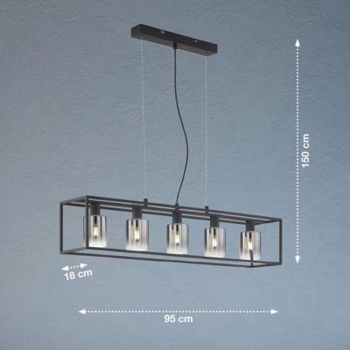 FISCHER & HONSEL Hänglampa Iska med glasskärmar, 5 lampor