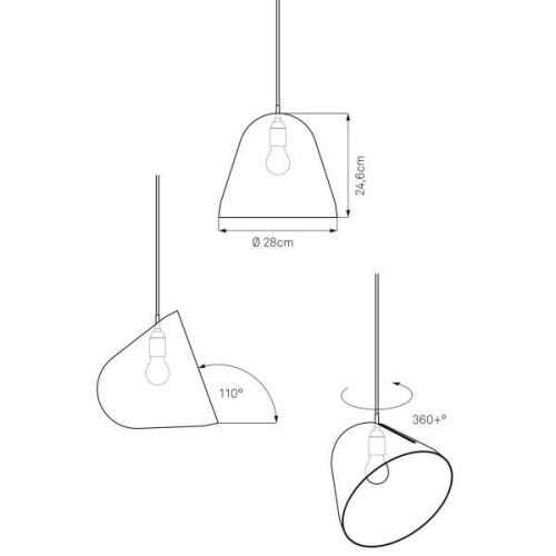 Nyta Tilt pendellampa, kabel 3 m röd, grå