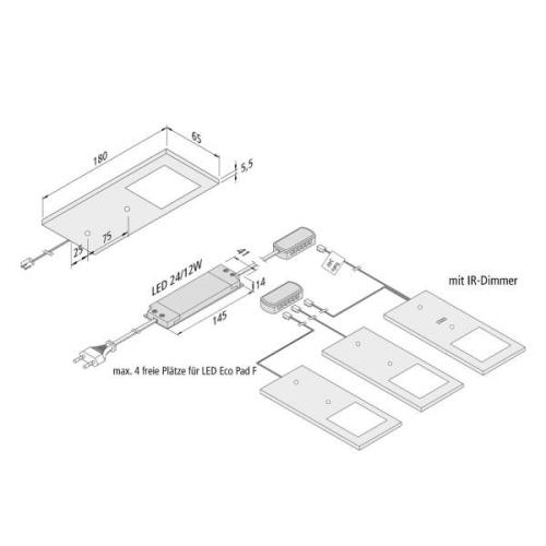 Hera LED-bänklampa Eco-Pad F 3­pack 4 000 K svart