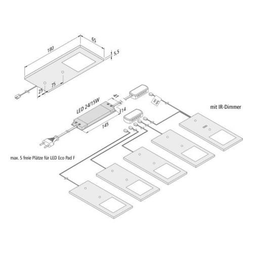 Hera LED-bänklampa Eco-Pad F 5x-Set 4 000 K svart