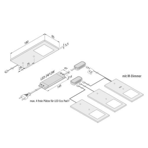 Hera LED-bänklampa Eco-Pad F 3-pack 4 000 K aluminium