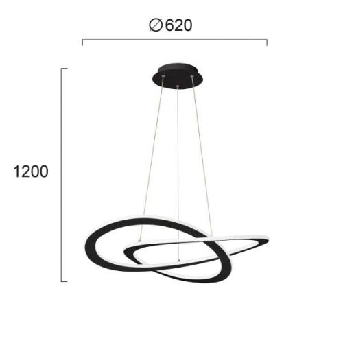 Viokef LED-hänglampa Charlie, Ø 62 cm, svart