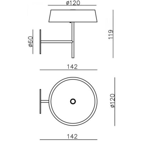 Deko-Light LED-vägglampa Miram med batteri, dimbar, rubinröd