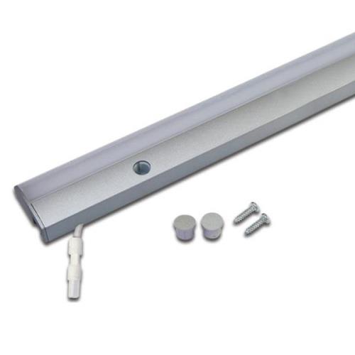 Hera LED-bänklampa ModuLite F, aluminium, 45 cm, 3.000 K, aluminium