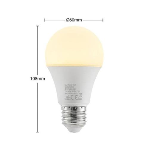 Arcchio LED-lampa E27 A60 9,5W 3 000 K opal 2-pack