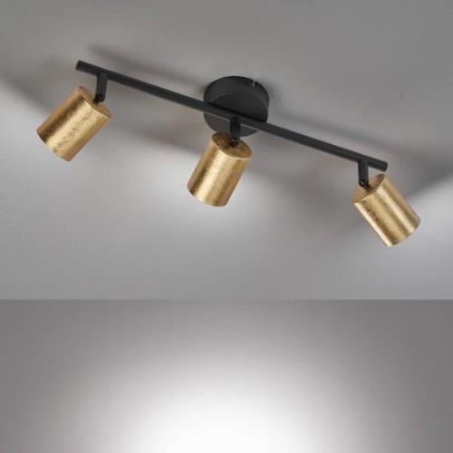 FISCHER & HONSEL LED-takspotlight Vano bladguld, 3 lampor, lång