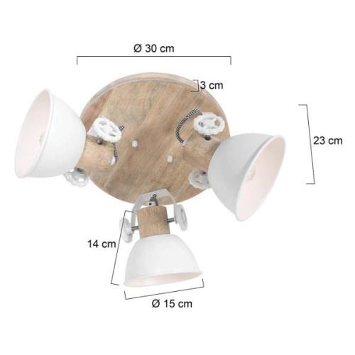 Steinhauer Takspotlight Gearwood, 3 lampor rund, vit