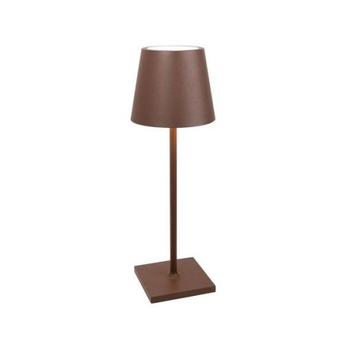 Zafferano Poldina L Desk batterilampa IP54 corten