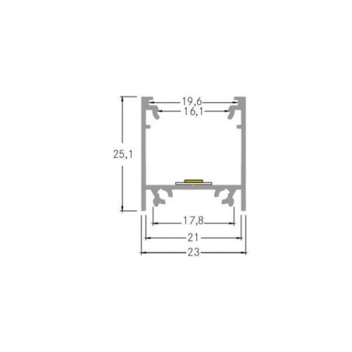 BRUMBERG monteringsprofil höjd 25 mm längd 1 m aluminium