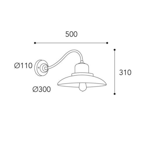 Moretti Luce Vägglampa Patio 1690, mässing antik