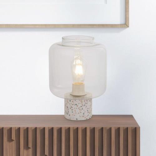 Searchlight Bordslampa X Vessel, vit/klar, betong, glas