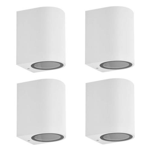 Prios utomhusvägglampa Tetje, vit, rund, 10 cm, set om 4