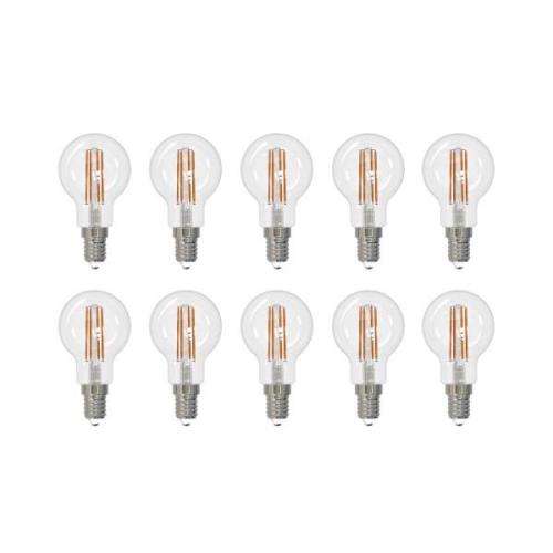 Arcchio LED-filamentlampa E14 G45, set om 10 st, 3000 K