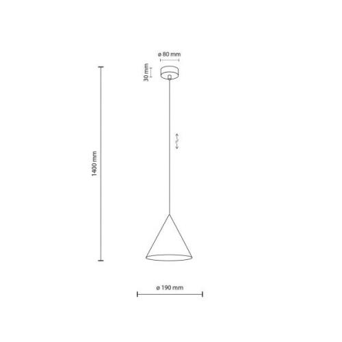 TK Lighting Cono pendellampa, vit, Ø 19 cm, stål, enkel flamma