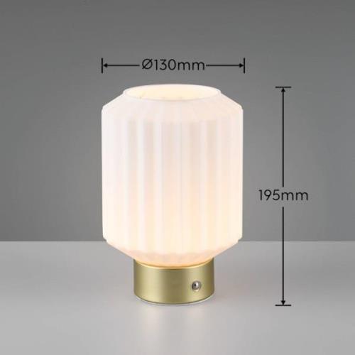 Reality Leuchten Lord LED-bordslampa, mässing/opal, höjd 19,5 cm, glas