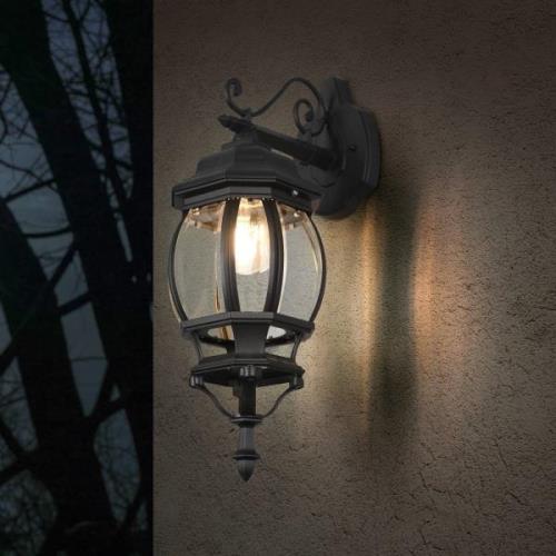 Trio Lighting Elvo utomhusvägglampa, bottenkontakt, matt svart