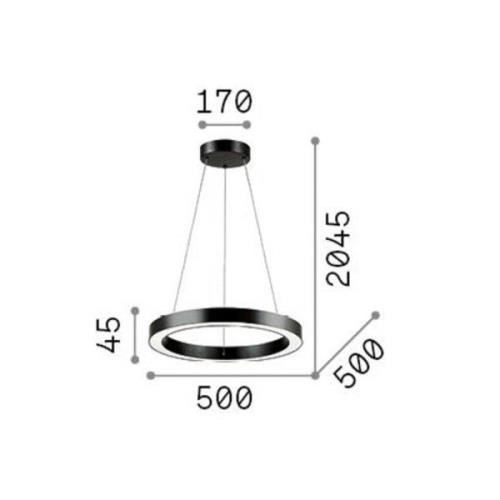 Ideallux Ideal Lux hänglampa Oracle, svart, 3.000 K, Ø 50 cm