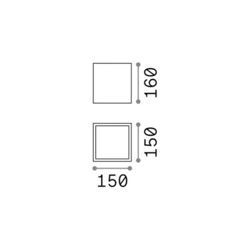 Ideallux Ideal Lux downlight Techo IP54, antracit, metall 15 x 15 cm