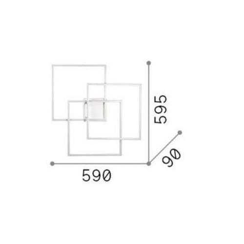 Ideallux Ideal Lux LED-vägglampa Frame svart 3 lampor 59 x 59,5 cm