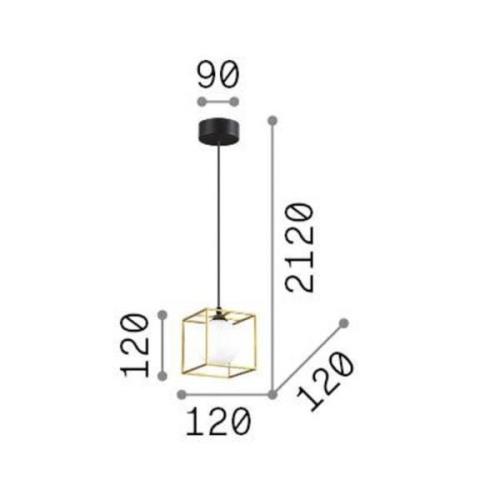 Ideallux Ideal Lux Lingotto hänglampa, 1 lampa, svart, opalglas