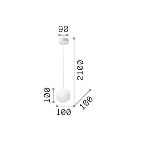 Ideallux Ideal Lux Mapa pendellampa, Ø 10 cm, opalglas, kupa