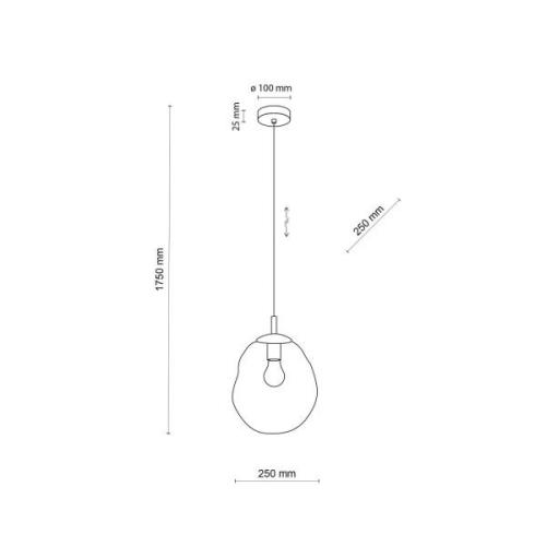 TK Lighting Sol Mini pendellampa, glas, Ø 25 cm, svart/grafitgrå