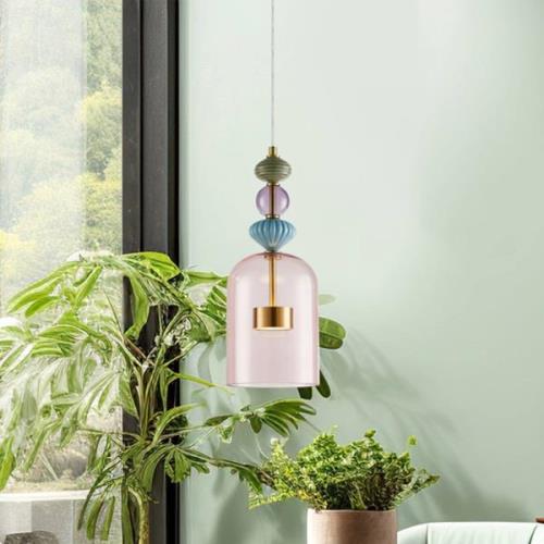 Eko-Light Arte LED-hänglampa, lampskärm i glas, rosa, Ø 16 cm, 12 W