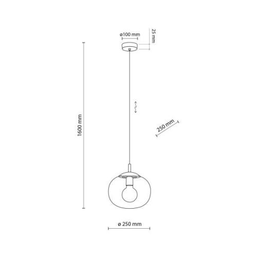 TK Lighting Vibe pendellampa, grafitgrått-transparent glas, Ø 25 cm