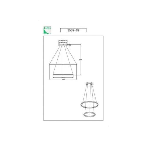 Fabas Luce Giotto LED-pendellampa, Ø 80 cm, 2 lampor, svart