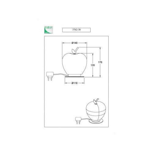 Fabas Luce Wendy LED-bordslampa, grön/mässing, äppelform, glas, dimbar
