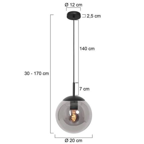 Steinhauer Bollique hänglampa, svart, Ø 20 cm, glas, 1 lampa, kupa