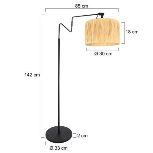 Steinhauer Linstrom golvlampa, metall, gräs, svart, beige