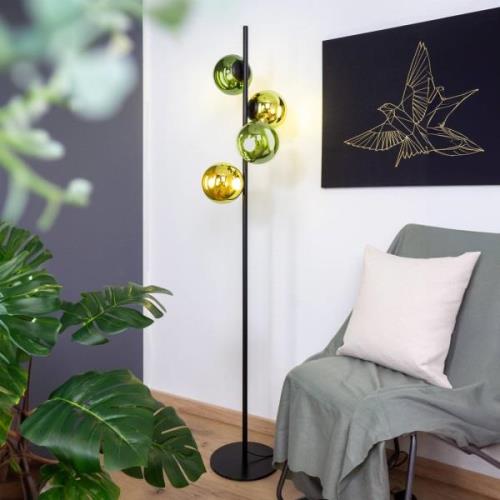 Eco-Light LED-golvlampa Altaïr guld/grön höjd 160 cm 4 lampor glas