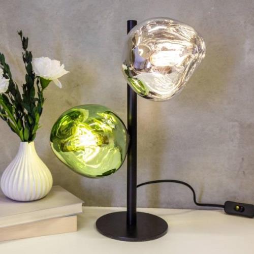 Eco-Light Canopus bordslampa grön/silver Höjd 40 cm 2 lampor glas E14