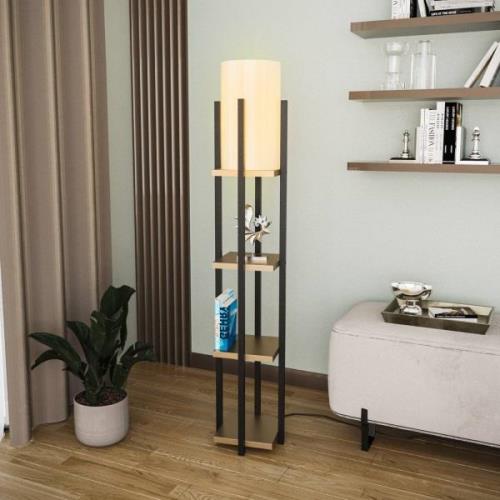 Opviq Golvlampa 8115, svart/guld/vit, metall/canvas, höjd 130cm