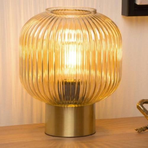 Lucide Maloto bordslampa i glas, bärnsten/guld, Ø 20 cm, E27