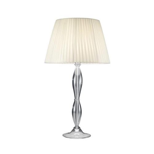 Kolarz Pisani bordslampa, krom/vit, höjd 72 cm, glas/väv