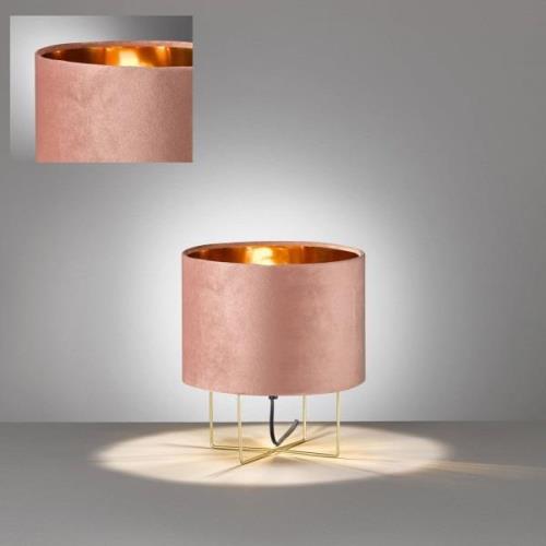 FISCHER & HONSEL Bordslampa Aura, sammetsskärm, höjd 32 cm, rosa