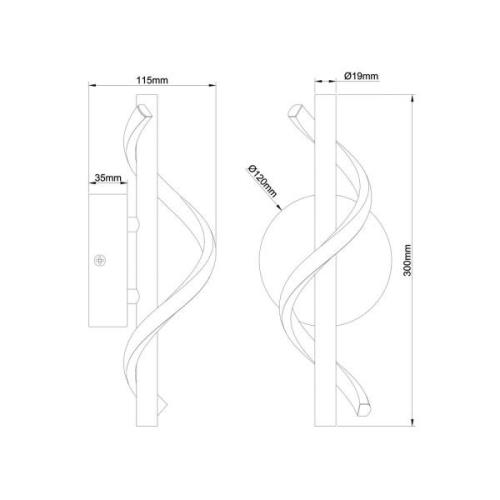 Brilliant LED-vägglampa Eunice, bredd 12 cm, svart, metall