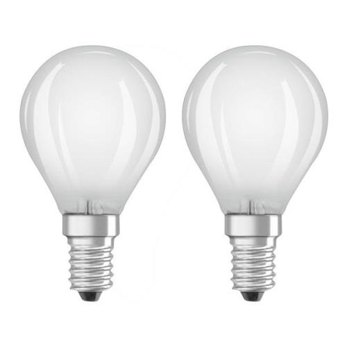 OSRAM LED-dropplampa E14 4W varmvit 2-pack