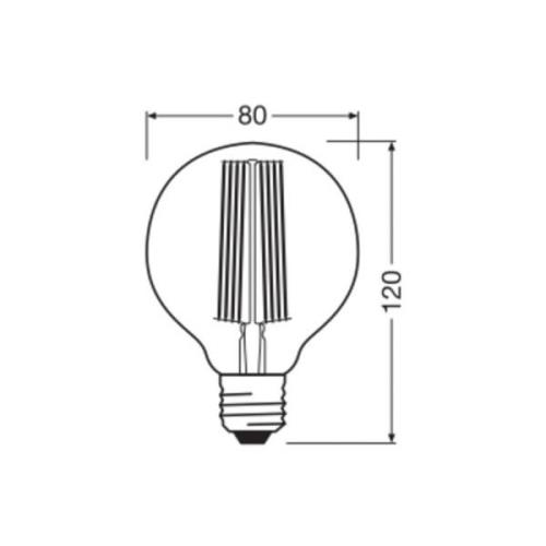 OSRAM LED Vintage 1906, G80, E27, 11 W, grå, 1 800 K, dim.